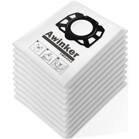 12 sacs d'aspirateur KFI 357 pour Kärcher KWD1, KWD2, KWD3,WD2 Plus, WD3,SE 4001, SE 4002,SE 4, SE 4 Plus Aspirateur, 2.863-314.0