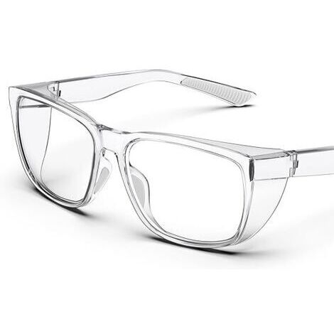 Lunettes de sécurité transparentes avec protections latérales, antibuée, anti-rayures, poignées antidérapantes et protection UV complète - gris (1/5)