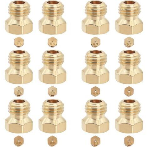 12 pcs Gicleur Gaz Butane Universels, Injecteur Gaz de Ville, Brûleur Gaziniere, Cuisiniere, Four, Plaque, Pour Butane Propane, Accessoires de Réchaud en Laiton (0.5/0.7/0.8/0.9/0.95/1.1mm)
