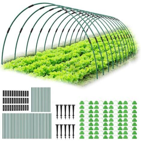 60 Pièces Arceau pour Serre Tunnel, 41CM Support d'arceaux de Jardin Ajustable en Fibre de Verre antirouille, Kit De Maison De Cerceau De Jardin, Support de Plantes DIY, Piquets de Jardinage