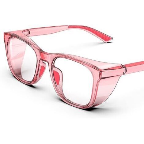 Lunettes de sécurité transparentes avec protections latérales, antibuée, anti-rayures, poignées antidérapantes et protection UV complète - Rose (1/5)
