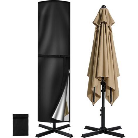 Housse de Parasol pour Parasol Droit, 220 50 50CM Housse de Protection pour Parasol avec Fermeture Éclair, Imperméable, Coupe-Vent, Anti-UV Grande Couverture de Parasol en 210D Tissu Oxford