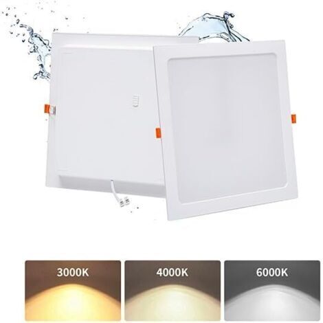 Lot de 2 Spot LED Encastrable Extra Plat 36W, Plafonniers LED, 5000LM, IP44, Carré, 3000K Blanc Chaud/4000K Blanc Neutre/6000K Blanc Froid, Spot LED Plafond pour Cuisine Salon, Trou 253-263mm (1/5)