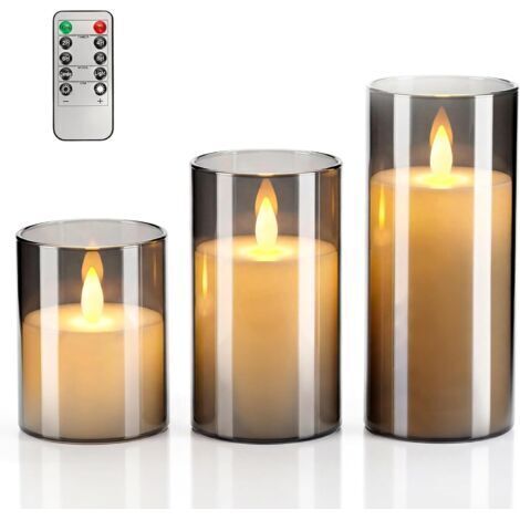 Bougies LED 3 PCS Bougie LED Flamme Vacillante Lumière Bougies Sans Flamme Graduable avec Télécommande pour Fête Décoration de la Maison,Camping,Mariages,Divers Festivals (1/5)