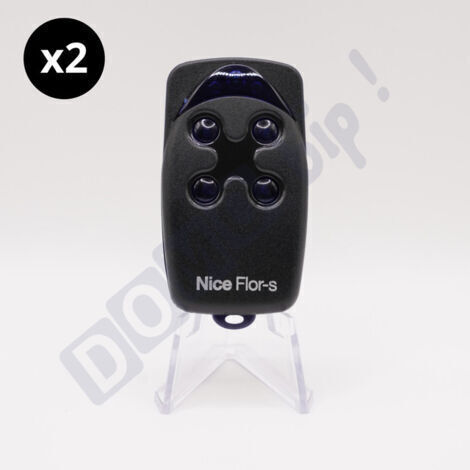 Lot de 2 télécommandes Nice FLO4RS - 4 canaux 433,92 MHz - Compatibles avec les récepteurs FLOX2R/OX2/OX4T - Programmation sécurisée - Piles incluses - Ne pas confondre avec FLO4