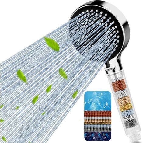Pommeau de Douche Anti-Calcaire Multi-niveaux, 5 Modes Pommeau de Douche Filtrant Haute Pression, Universal pour Eau Dure Idéal pour Éliminer le Chlore Résiduel (1/5)