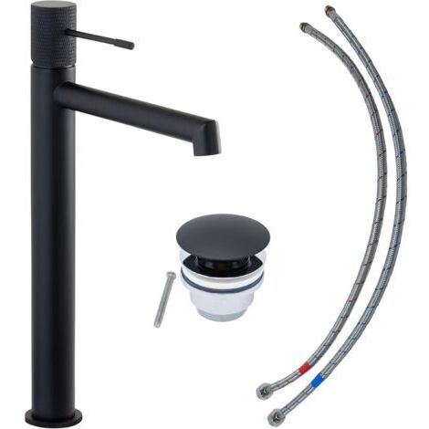 SCHÖNER WOHNEN Robinet de lavabo KADIA L, noir mat, robinet adapté aux vasques à poser dans votre salle de bain h. 32 cm, l. 4.5 cm, saillie 17.3 cm, p. 20 cm, max. 5 l/min