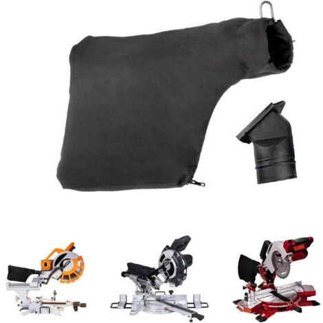 Sac à poussière pour scie à onglet modèle 255, sac à poussière noir 9" avec fermeture éclair et support de fil, avec sortie d'air 02149 (1/5)