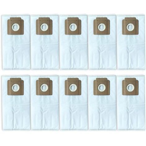Lot de 10 sacs à poussière pour aspirateur Karcher BVL3/1, BV5, BV5/1, 5/1 - Sacs de rechange en tissu non tissé à haute filtration - 340 x 170 mm - Blanc et kaki (1/5)