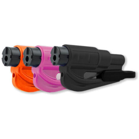 Marteau de sécurité multifonctionnel 2 en 1, coupe-ceinture de sécurité, outil d'évacuation pour porte-clés de voiture (noir, rose, Orange) (1/4)