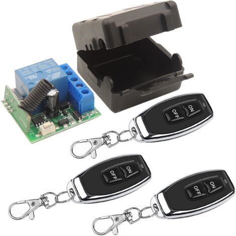Commutateur de télécommande sans fil universel 433 MHz DC 12 V 1 CH Module récepteur de relais RF avec 3 émetteur, EV1527 Apprendre le code DIY Télécommande (1/5)