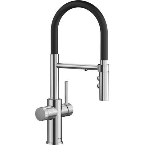 CATRIS-S Flexo Filtre Robinet de cuisine en acier inoxydable Haute pression Eau filtrée avec le filtre BWT Changement du jet clair au jet de douche Qualité de l'eau sûre et économie (1/5)