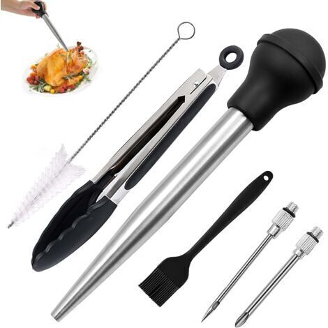 Épandeur de Sauce en acier inoxydable 304, seringue à condiments, accessoires de cuisine, ustensiles de cuisine, Pipette avec pince alimentaire (1/5)