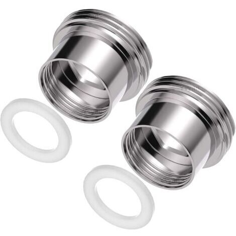 Lot de 2 adaptateurs de robinet, filetage intérieur F16 vers filetage extérieur M22, adaptateur d'aérateur, idéal pour aérateur et lavabos (argenté, F16-M22) (1/5)