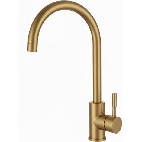 Robinet Cuisine Pivotant 360° – Mitigeur Évier Arc Élevé en Acier Inoxydable, Robinet Cuisine avec Levier Unique, Robinet Évier Cuisine Moderne, Installation Facile (OR BROSSÉ)