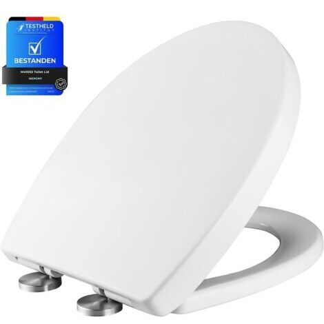 M41002, Abattant WC Forme O, Cuvette Toilette avec Frein de Chute, Lunette WC avec Fermeture en Douceur, Lunette de Toilette Blanche Universelle (1/5)