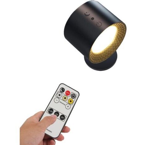 Lumixia applique murale sans fil, Dotia - Applique Rechargeable Sans Fil, LED Spots Muraux Murale Touch, 3 Niveaux de Luminosité 3 Température, Avec Port de Charge USB