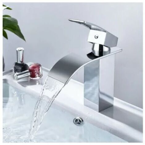 Mitigeur de lavabo cascade, mitigeur de salle de bain en laiton, mitigeur de lavabo avec grand bec (1/5)