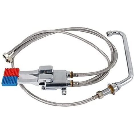 Thea Robinet Pivotant avec Pédale, pour Eau Froide et Eau Chaude, Adapté à la Haute Pression, Portée 300 mm, avec Tuyaux de Raccordement