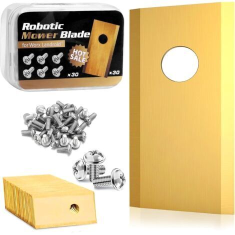 30pcs Lames Robot Tondeuse pour Worx Landroid, Lames de Rechange de Haute Qualité pour Tondeuses à Gazon avec Vis Correspondantes, Lames en Titane Compatibles avec Worx, LandXcape et Einhellzl