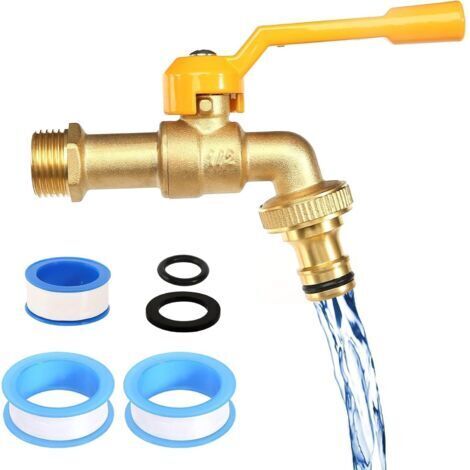 Robinet de Jardin en Laiton 1/2'', Robinet Exterieur Jardin en Laiton Résistant Au Gel Robinet Laiton, Robinet Jardin pour Réservoir Seau de Pluie (1/5)