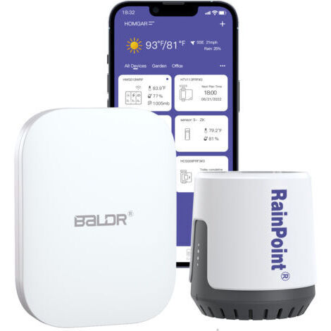 RAINPOINT - Pluviomètre numérique Wi-Fi sans fil pour une surveillance précise des précipitations via Smart Gateway Hub (inclus) - WiFi 2,4 GHz uniquement