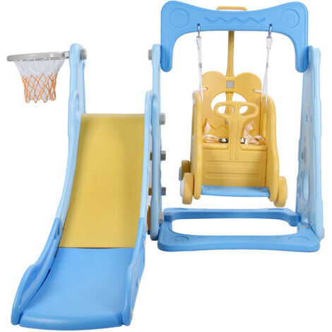 Balançoire pour enfants et bébés, ensemble d'escalade, toboggan long, aire de jeux pour enfants, pour extérieur et intérieur, style 2, bleu