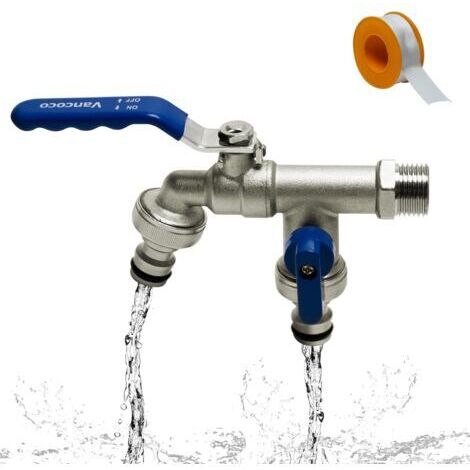 Robinet d’extérieur en laiton double 3/4" (20/27) – 2 sorties 3/4" pour tuyau, anti-rouille & antigel – Jardin, ménage et industrie (1/4)
