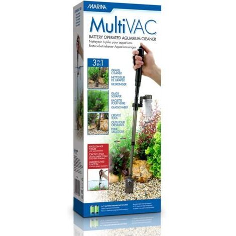 Nettoyeur d'aquarium 3 en 1 Multi-Vac à piles, noir