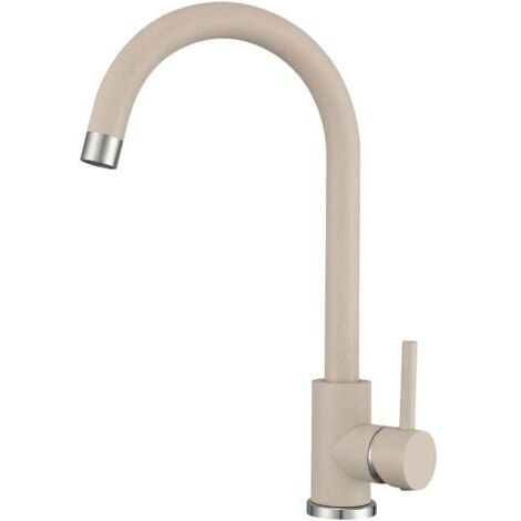 Robinet de cuisine beige aspect granit rotatif à 360° - Mitigeur monocommande pour évier - Robinet moderne pour évier (1/5)