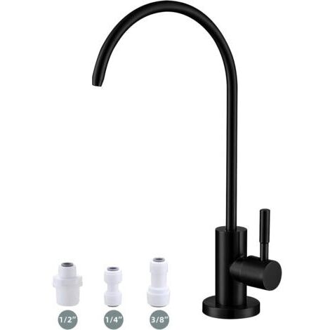 Robinet d'eau potable noir mat, filtre à eau sans plomb, facile à installer pour évier de cuisine et bar (1/5)