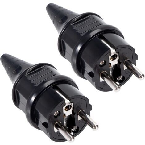 Prise electrique male Fiche electrique 250V 16A Prises Males pour Câble 6-16mm Protection IP44 Adaptée à Intérieur Fiches de Rechange Noir 2 Pièces (1/5)