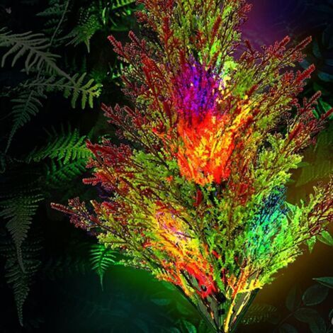 Deux ensembles de lampadaires solaires d'extérieur à LED, lumières de pelouse quatre couleurs en pin et cyprès, lumières décoratives de jardin de vacances (2 pièces/multicolores) (1/5)