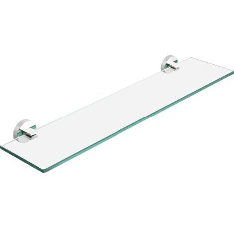 étagère en verre avec support en acier inoxydable, étagère de salle de bain 60 cm, étagère flottante en verre trempé, fixation murale, finition polie/lumière du miroir (1/5)