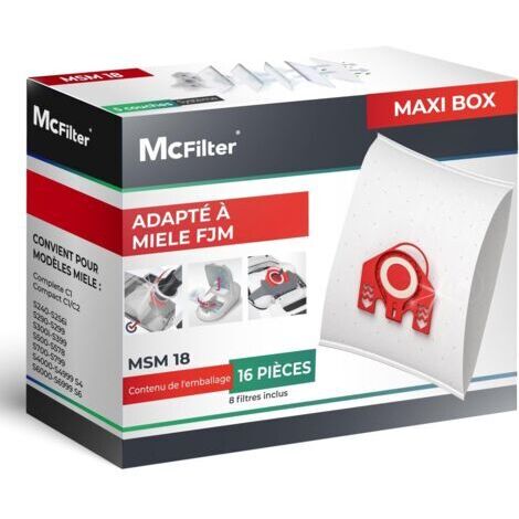 I 16 sacs à poussière compatibles avec Miele FJM série S2 S3 S4 S5 S6 S7, Complete C1, Compact C1/C2 I Sacs à poussière avec 8 filtres autobloquants I MAXI BOX (1/5)