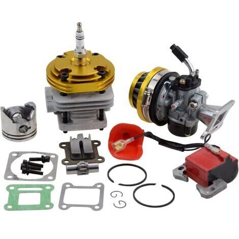 Kit cylindre doré Carburateur Filtres à air moteur bobine d'allumage Set Big Bore Piston pour 47cc 49cc 2 temps moteur Pocket Bike Atv Quad Motocross