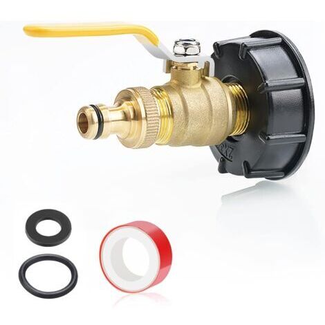 IBC Vanne 3/4" avec système d'emboîtement avec Robinet à Boisseau Sphérique en laiton IBC Accessoires, Vanne Bille Laiton S60 x 6 (1/5)