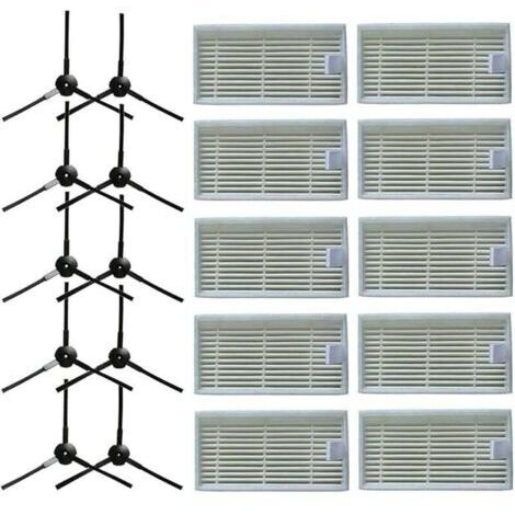 10 brosses latérales + 10 filtres HEPA pour aspirateur robotique Lidl SilverCrest SSR 3000 A1 (1/4)