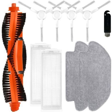 Pour aspirateur robot Xiaomi Mijia 2S / Mop Pro / STYJ02YM, pour aspirateur robot Xiaomi S12 / T12 B106GL, 1 brosse principale, 4 brosses latérales, 2 filtres HEPA, 2 chiffons de nettoyage (1/4)