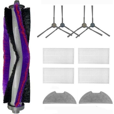 Kit accessoires de rechange pour aspirateur robot Eureka E10S, 1 brosse principale, 2 paires de brosses latérales, 4 filtres HEPA (1/4)