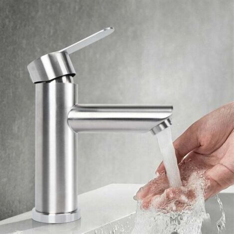 Robinet Salle de Bain Noir Mitigeur Lavabo Robinet Salle Bain Robinet Lavabo Robinet de lavabo haut en acier inoxydable Mitigeur Salle Bain Contrôle de l'eau Chaude et Froide (1/4)