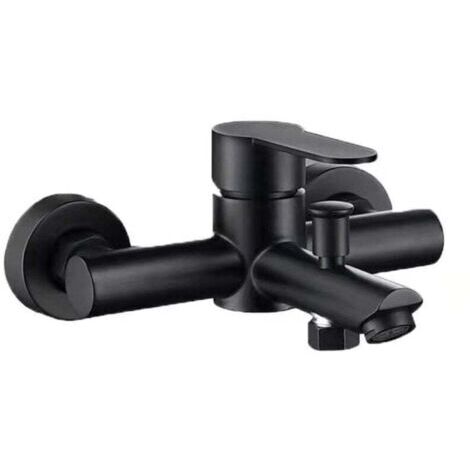Mitigeur Bain Acier Inoxydable Robinetterie Baignoire 2 Trous Robinet Baignoire Noir Chaud et Froid (1/4)