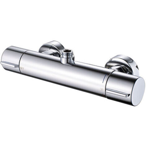 Mitigeur de douche thermostatique noir en laiton – Température constante 38°C – Corps anti-calcaire – Installation murale avec 2 sorties (1/4)