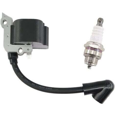 AIPER Bobine d'allumage avec bougie d'allumage pour Stihl FS38 FS46 FS45 FS55 FC55 FC55Z FC55-DZ HL45 HL45Z HL45-DZ HS45 HS45Z KM55 KM55RZ KM55C KM55R Tronçonneuse de rechange 4140 400 1308 (1/4)