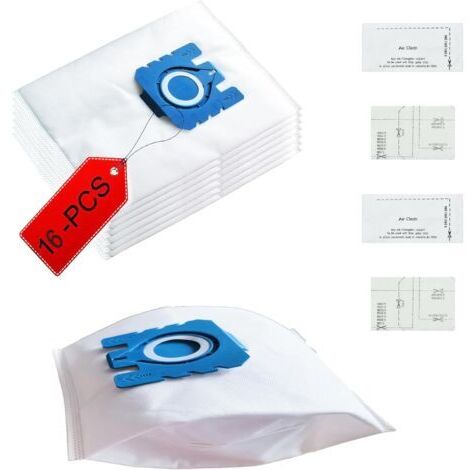 Lot de 16 sacs d'aspirateur compatibles avec Miele GN Serie 3D Efficiency S2 S4 S5 S6 S8, Complete C2/C3, Classic C1, 4 filtres moteur (1/4)