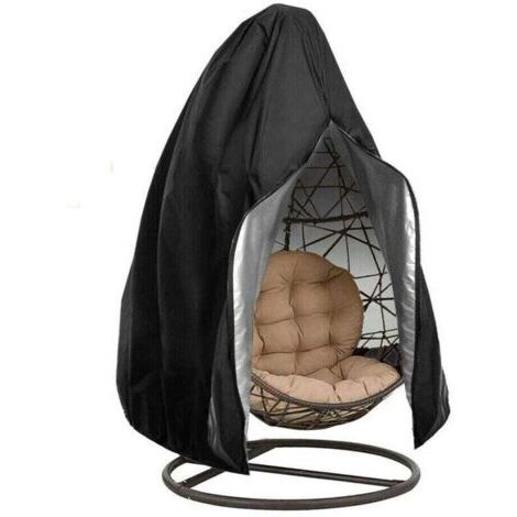 Housse de chaise longue de patio avec fermeture éclair, housse de balancelle, imperméable et coupe-vent, noire, 115 x 190 cm (1/4)