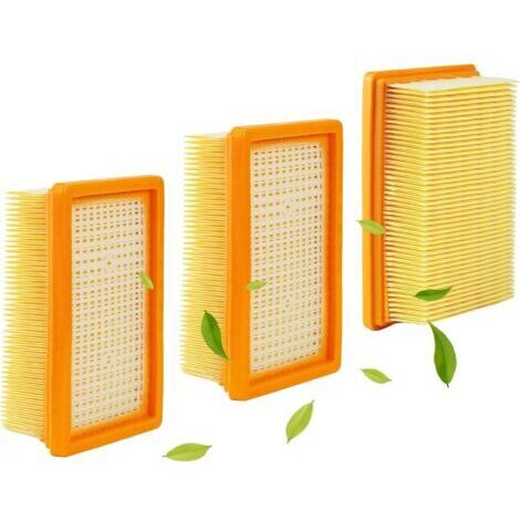 3 Pièces Filtre Aspirateur pour Karcher Kit, pour Karcher WD4/WD5/WD6/MV4/MV5/MV6 Filtre Remplacement, Filtres Plissés Plats, pour Poussière/Odeurs Filtre (1/4)