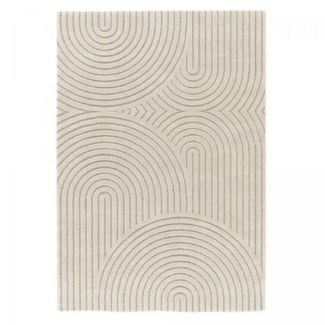 Tapis salon et chambre 80x150 beige rectangle tissé motif simple RIVIERA 1 (1/4)