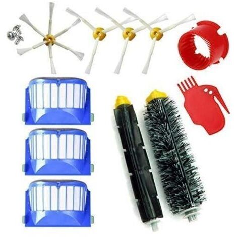 Kit de recharge pour Roomba 600 605 610 612 615 616 620 621 630 645 650 651 655 660 665 670 671 675 680 681 685 695 696. Pack de 11 pièces Compatible avec les brosses et filtres iRobot (1/5)