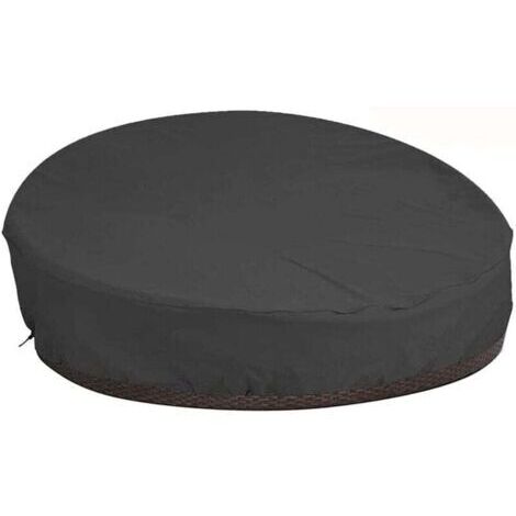 Housse de Protection Canapé lit Rond avec Bandoulière & Manipuler, Housse Lit de Jardin Imperméable, Housse Bain de Soleil Rond en Oxford 210D, Anti-Vent - Noir (D228×H83cm) (1/4)